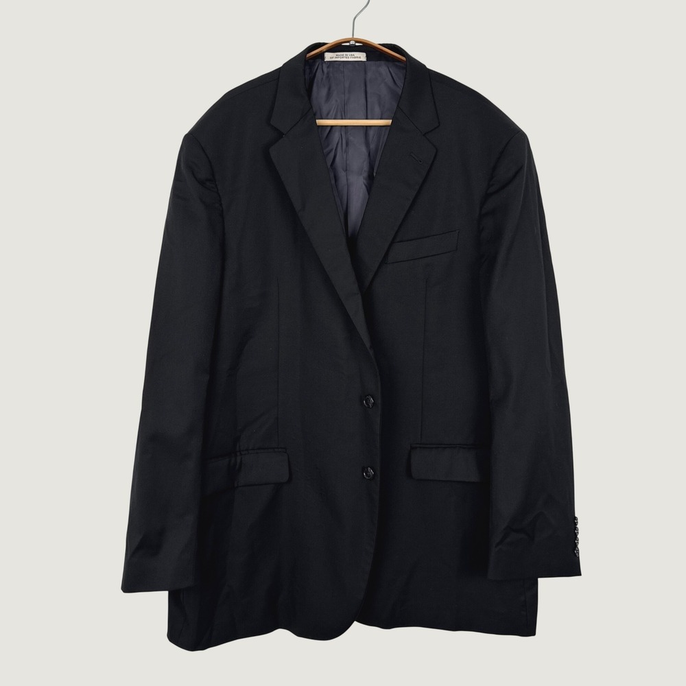 Joseph Abboud Reda Super 110s Wool Blazer Jacket Black 50L Made in USA *READ*